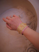 Yellow Python  and pink  River Snake skin  bracelet